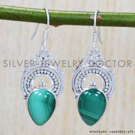 Malachite 925 Sterling Silver Earrings (SJWE-278) Malachite 925 Sterling Silver Earrings (SJWE-278)