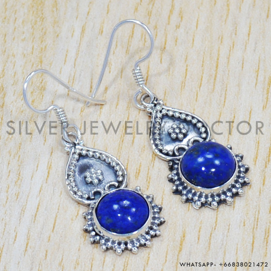 Lapis Lazuli 925 Sterling Silver Earrings (SJWE-279) Lapis Lazuli 925 Sterling Silver Earrings (SJWE-279)