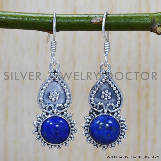 Lapis Lazuli 925 Sterling Silver Earrings (SJWE-279) Lapis Lazuli 925 Sterling Silver Earrings (SJWE-279)