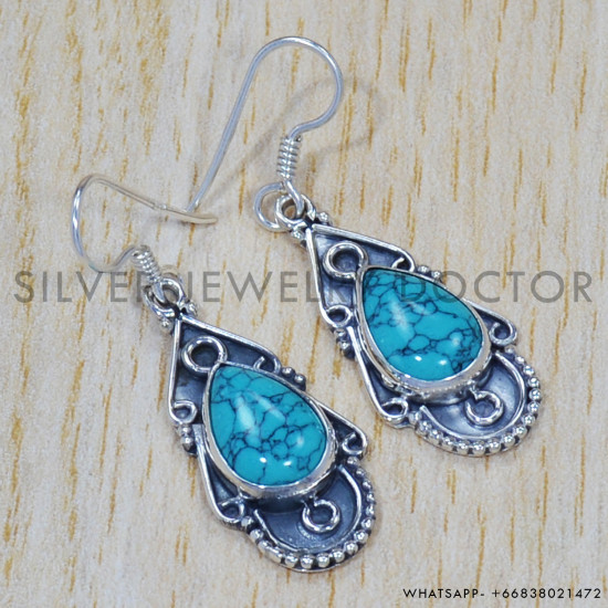 Turquoise 925 Sterling Silver Earrings (SJWE-280) Turquoise 925 Sterling Silver Earrings (SJWE-280)