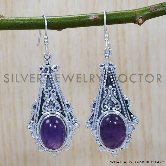 Amethyst 925 Sterling Silver Earrings (SJWE-281) Amethyst 925 Sterling Silver Earrings (SJWE-281)