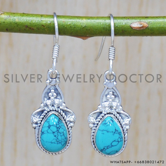 Turquoise 925 Sterling Silver Earrings (SJWE-282) Turquoise 925 Sterling Silver Earrings (SJWE-282)