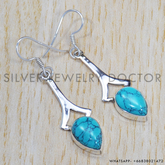 Turquoise 925 Sterling Silver Earrings (SJWE-284) Turquoise 925 Sterling Silver Earrings (SJWE-284)