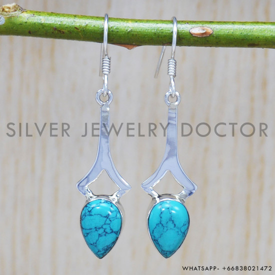 Turquoise 925 Sterling Silver Earrings (SJWE-284) Turquoise 925 Sterling Silver Earrings (SJWE-284)