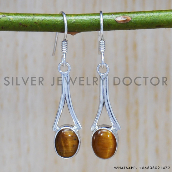 Tiger Eye 925 Sterling Silver Earrings (SJWE-286) Tiger Eye 925 Sterling Silver Earrings (SJWE-286)