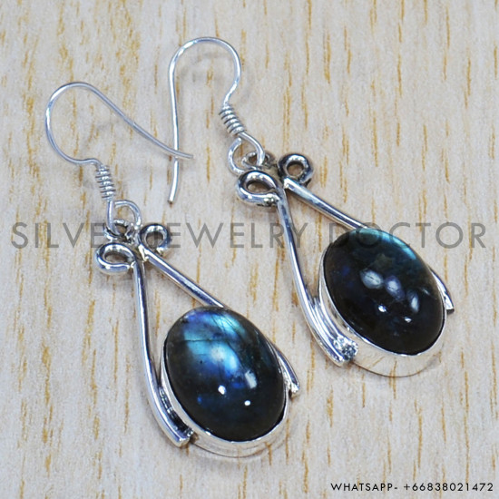 Beautiful Labradorite Gemstone 925 Sterling Silver Unique Jewelry Earrings SJWE-289