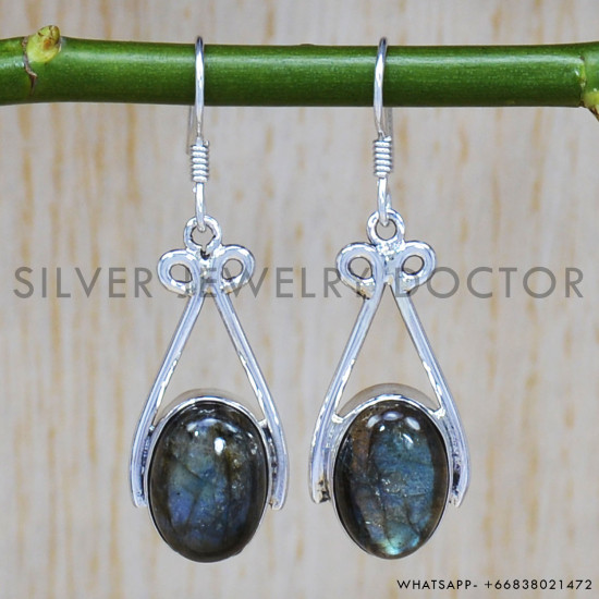 Beautiful Labradorite Gemstone 925 Sterling Silver Unique Jewelry Earrings SJWE-289