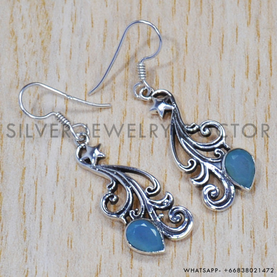 Chalcedony 925 Sterling Silver Earrings (SJWE-291)
