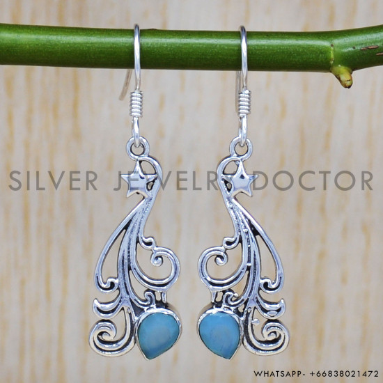 Chalcedony 925 Sterling Silver Earrings (SJWE-291)