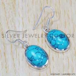 Turquoise 925 Sterling Silver Earrings (SJWE-295)