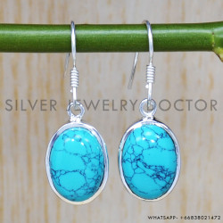 Turquoise 925 Sterling Silver Earrings (SJWE-295)