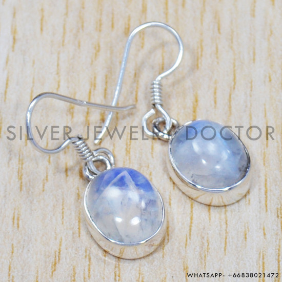 Rainbow Moonstone 925 Sterling Silver Earrings (SJWE-299) Rainbow Moonstone 925 Sterling Silver Earrings (SJWE-299)
