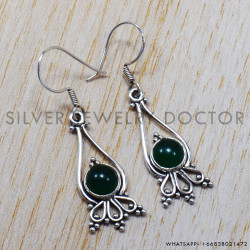 Green Onyx 925 Sterling Silver Earrings (SJWE-30)