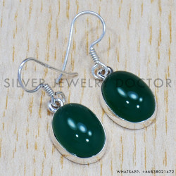 Green Onyx 925 Sterling Silver Earrings (SJWE-301)