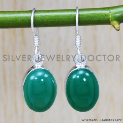 Green Onyx 925 Sterling Silver Earrings (SJWE-301)