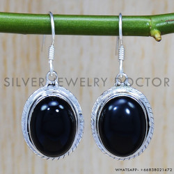 Black Onyx 925 Sterling Silver Earrings (SJWE-307)