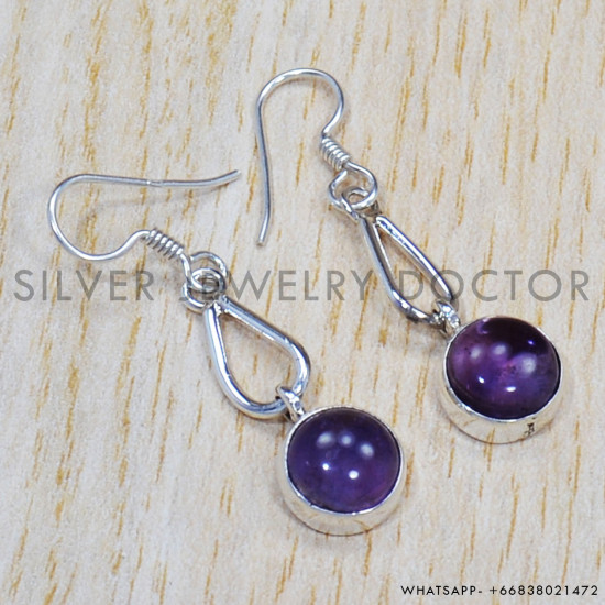 Amethyst 925 Sterling Silver Earrings (SJWE-316)