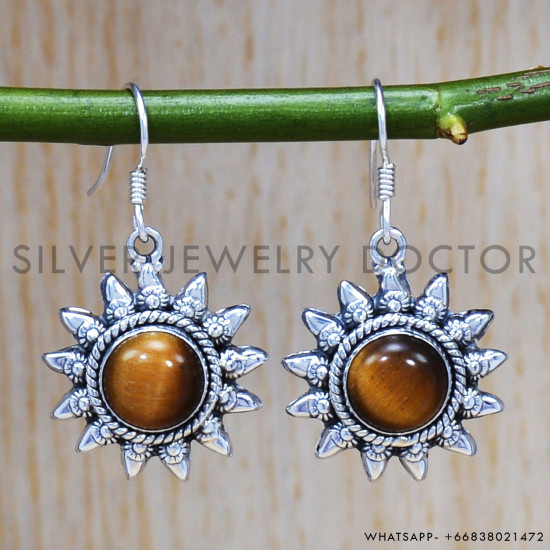Tiger Eye 925 Sterling Silver Earrings (SJWE-318) Tiger Eye 925 Sterling Silver Earrings (SJWE-318)