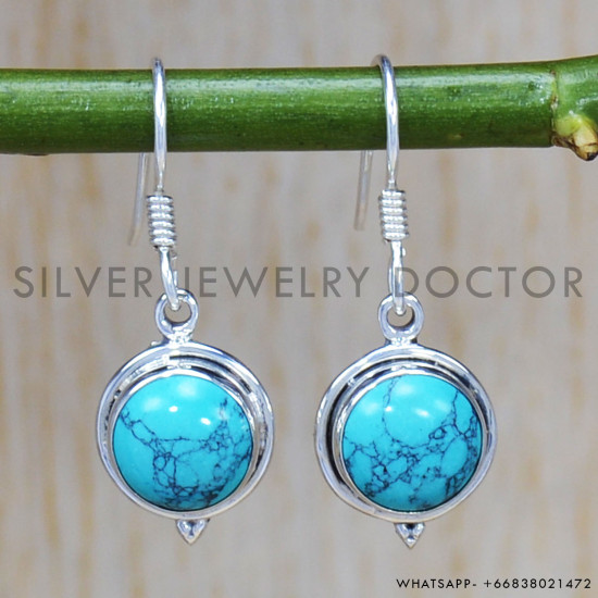 Turquoise 925 Sterling Silver Earrings (SJWE-319) Turquoise 925 Sterling Silver Earrings (SJWE-319)