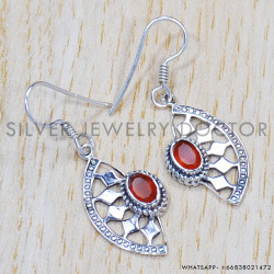 Carnelian 925 Sterling Silver Earrings (SJWE-325)