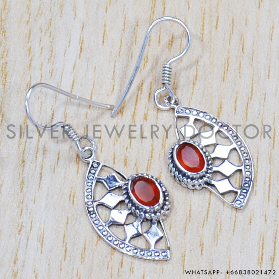 Carnelian 925 Sterling Silver Earrings (SJWE-325) Carnelian 925 Sterling Silver Earrings (SJWE-325)