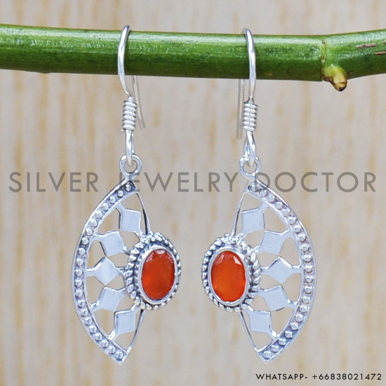 Carnelian 925 Sterling Silver Earrings (SJWE-325) Carnelian 925 Sterling Silver Earrings (SJWE-325)