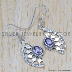 Amethyst 925 Sterling Silver Earrings (SJWE-326)