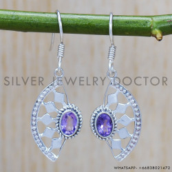 Amethyst 925 Sterling Silver Earrings (SJWE-326)