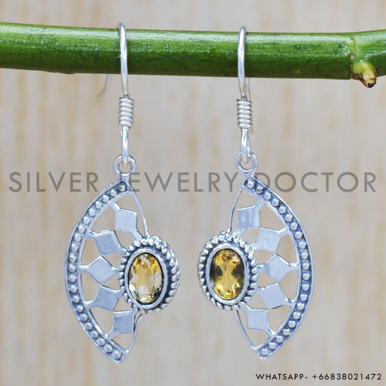 Citrine 925 Sterling Silver Earrings (SJWE-327) Citrine 925 Sterling Silver Earrings (SJWE-327)