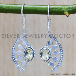 Green Amethyst 925 Sterling Silver Earrings (SJWE-329)