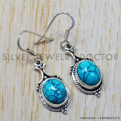 Turquoise 925 Sterling Silver Earrings (SJWE-33)