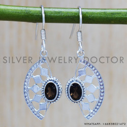 Smoky Quartz 925 Sterling Silver Earrings (SJWE-331)