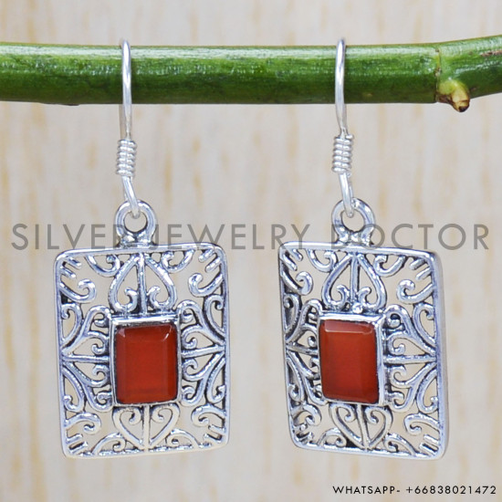 Carnelian 925 Sterling Silver Earrings (SJWE-335) Carnelian 925 Sterling Silver Earrings (SJWE-335)