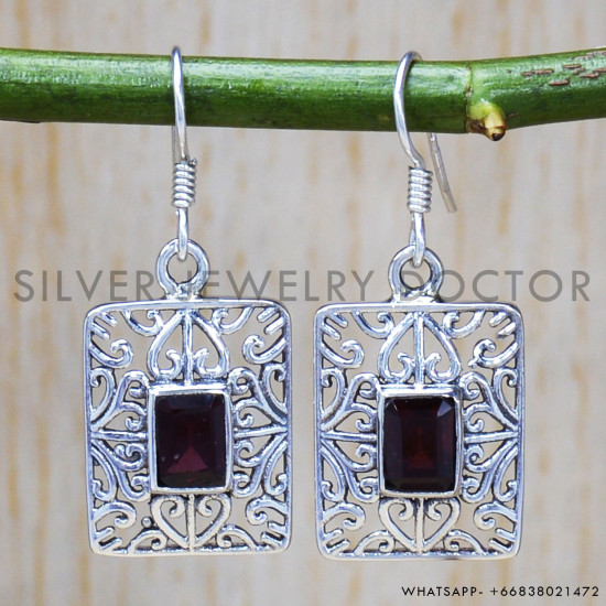 Garnet 925 Sterling Silver Earrings (SJWE-336) Garnet 925 Sterling Silver Earrings (SJWE-336)