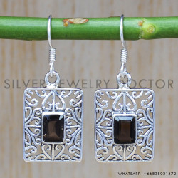 Smoky Quartz 925 Sterling Silver Earrings (SJWE-340)
