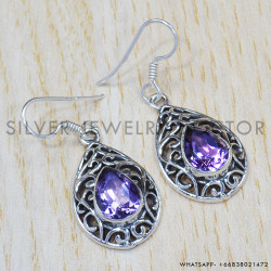 Amethyst 925 Sterling Silver Earrings (SJWE-341)