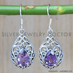 Amethyst 925 Sterling Silver Earrings (SJWE-341)