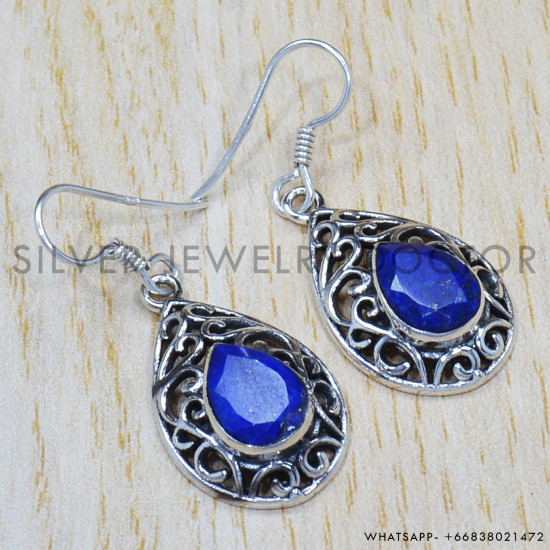 Lapis Lazuli 925 Sterling Silver Earrings (SJWE-343) Lapis Lazuli 925 Sterling Silver Earrings (SJWE-343)