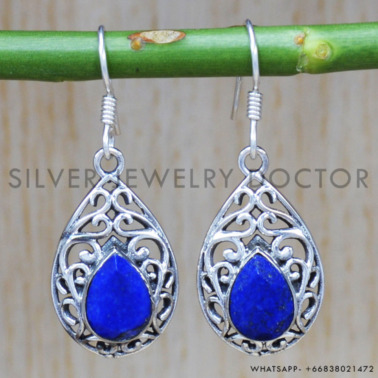 Lapis Lazuli 925 Sterling Silver Earrings (SJWE-343) Lapis Lazuli 925 Sterling Silver Earrings (SJWE-343)