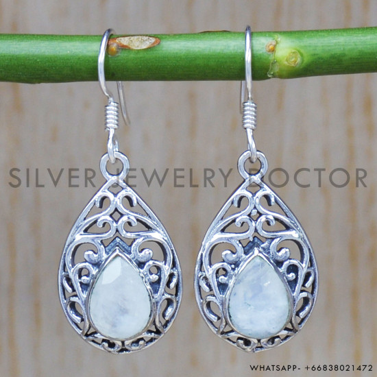 Rainbow Moonstone 925 Sterling Silver Earrings (SJWE-344) Rainbow Moonstone 925 Sterling Silver Earrings (SJWE-344)