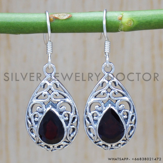 Garnet 925 Sterling Silver Earrings (SJWE-345) Garnet 925 Sterling Silver Earrings (SJWE-345)
