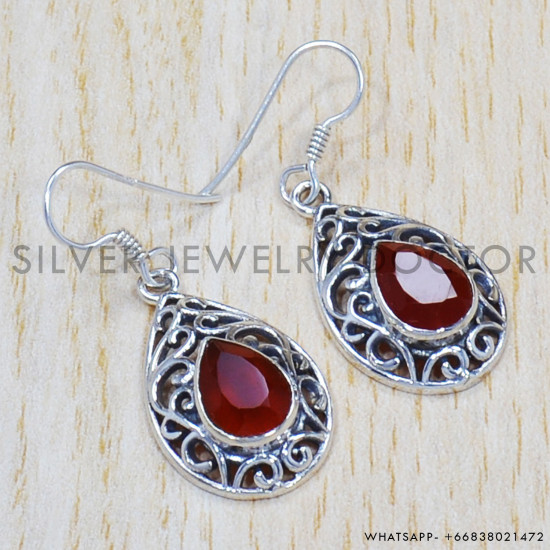 Carnelian 925 Sterling Silver Earrings (SJWE-348) Carnelian 925 Sterling Silver Earrings (SJWE-348)