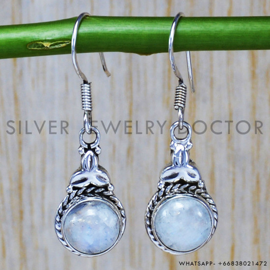 Rainbow Moonstone 925 Sterling Silver Earrings (SJWE-35) Rainbow Moonstone 925 Sterling Silver Earrings (SJWE-35)