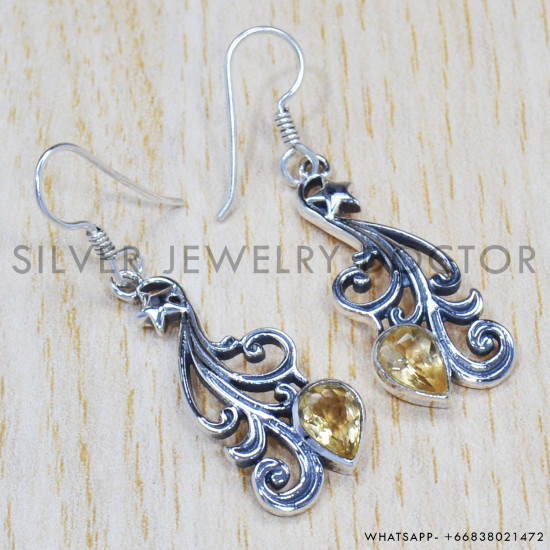 Citrine 925 Sterling Silver Earrings (SJWE-353) Citrine 925 Sterling Silver Earrings (SJWE-353)