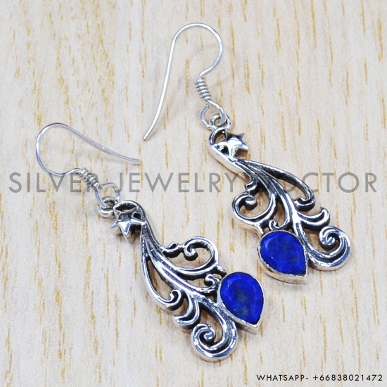 Lapis Lazuli 925 Sterling Silver Earrings (SJWE-354) Lapis Lazuli 925 Sterling Silver Earrings (SJWE-354)