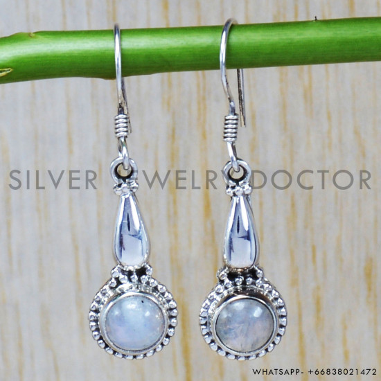 Rainbow Moonstone 925 Sterling Silver Earrings (SJWE-36) Rainbow Moonstone 925 Sterling Silver Earrings (SJWE-36)