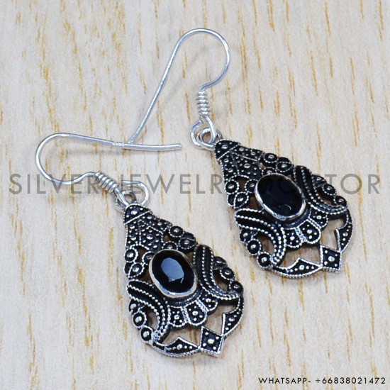 Black Onyx 925 Sterling Silver Earrings (SJWE-360) Black Onyx 925 Sterling Silver Earrings (SJWE-360)