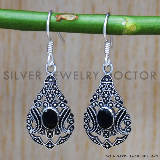 Black Onyx 925 Sterling Silver Earrings (SJWE-360) Black Onyx 925 Sterling Silver Earrings (SJWE-360)