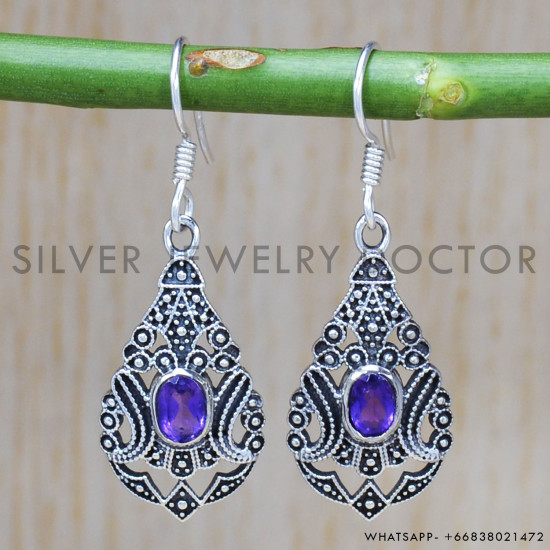 Amethyst 925 Sterling Silver Earrings (SJWE-362) Amethyst 925 Sterling Silver Earrings (SJWE-362)