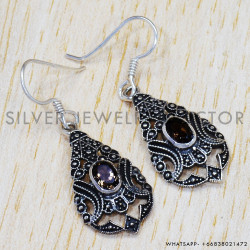 Smoky Quartz 925 Sterling Silver Earrings (SJWE-363) Smoky Quartz 925 Sterling Silver Earrings (SJWE-363)